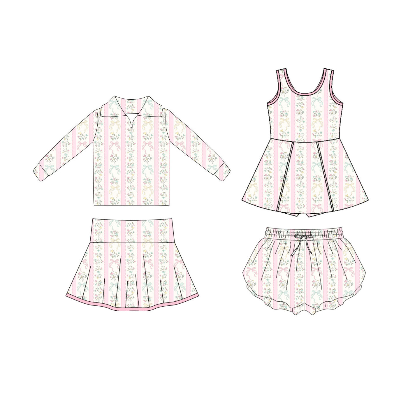 25.10.23 custom each style moq 5 eta 6-8week Sibling Sisters bow floral baby girl long sleeve skirts sets and dress and shorts match family design