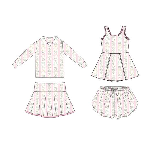25.10.23 custom each style moq 5 eta 6-8week Sibling Sisters bow floral baby girl long sleeve skirts sets and dress and shorts match family design