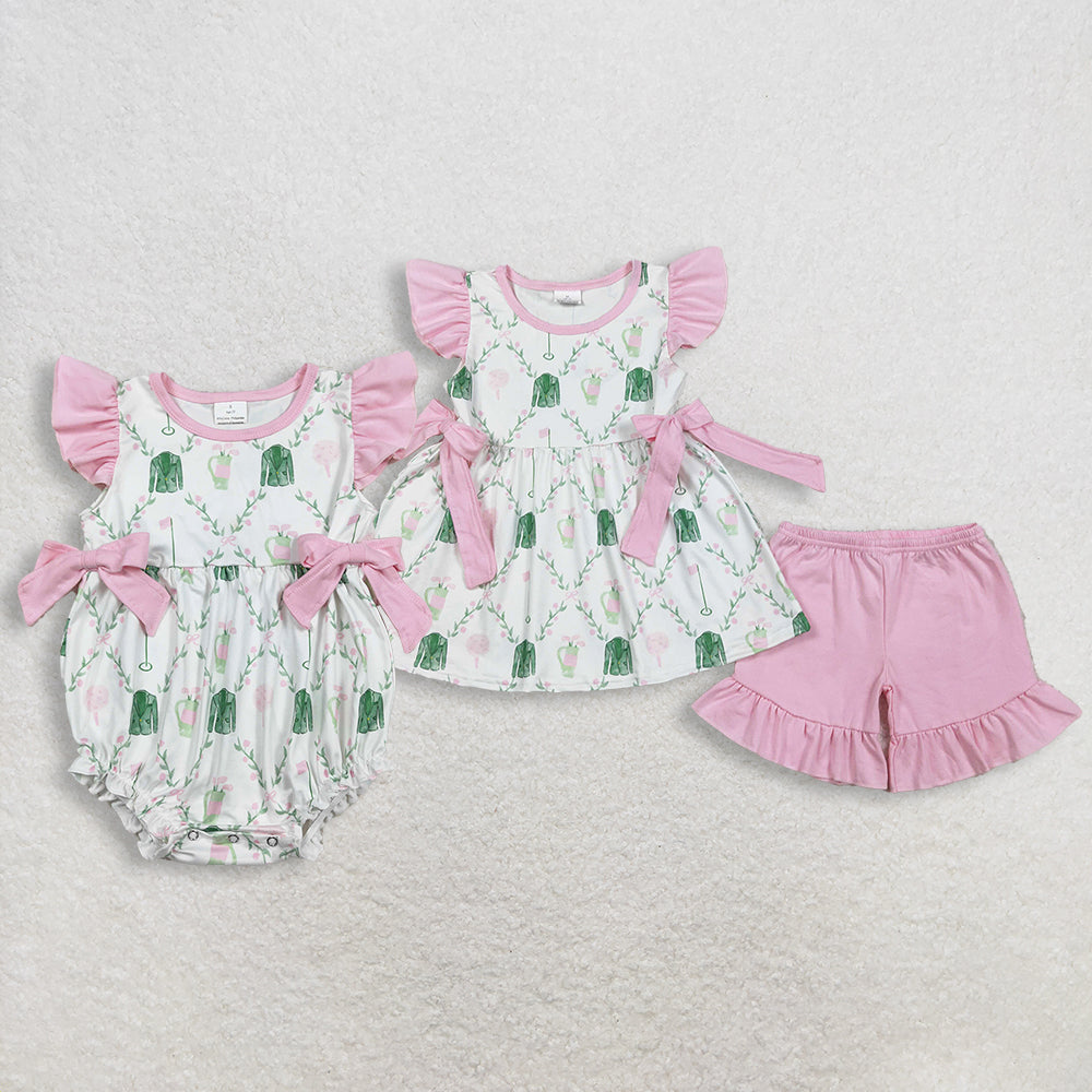 RTS NO MOQ sibling baby girls clothes short sleeve Clothes Sets and romper