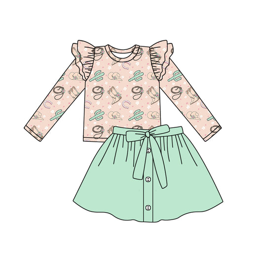 8.21 custom each style moq 5eta 4-6week baby girls clothes boots light green long sleeve dress