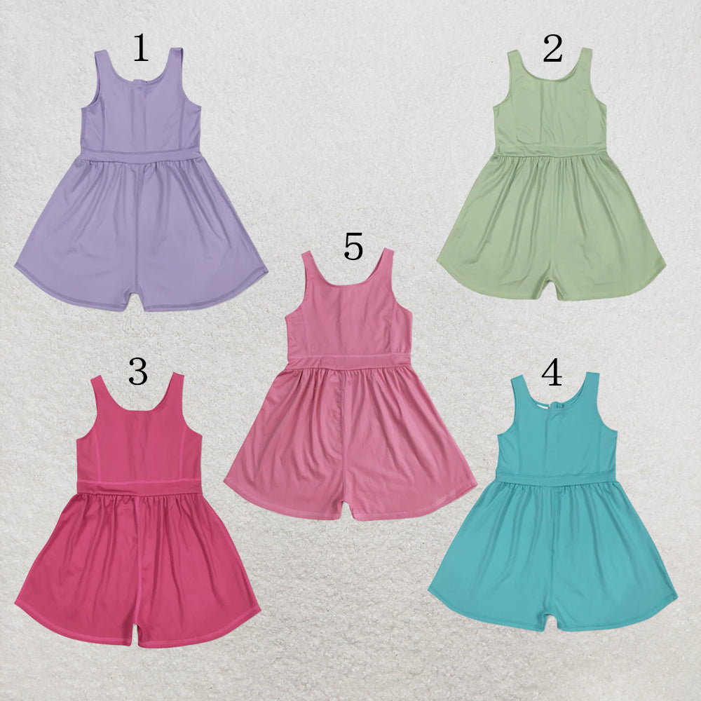 RTS NO MOQ Yoga Sibling Baby Girls Colorful Sleeveless Yoga Jumpsuits