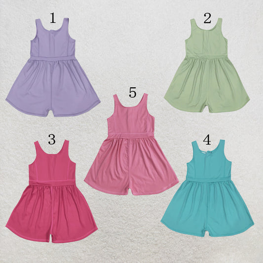 RTS NO MOQ Yoga Sibling Baby Girls Colorful Sleeveless Yoga Jumpsuits