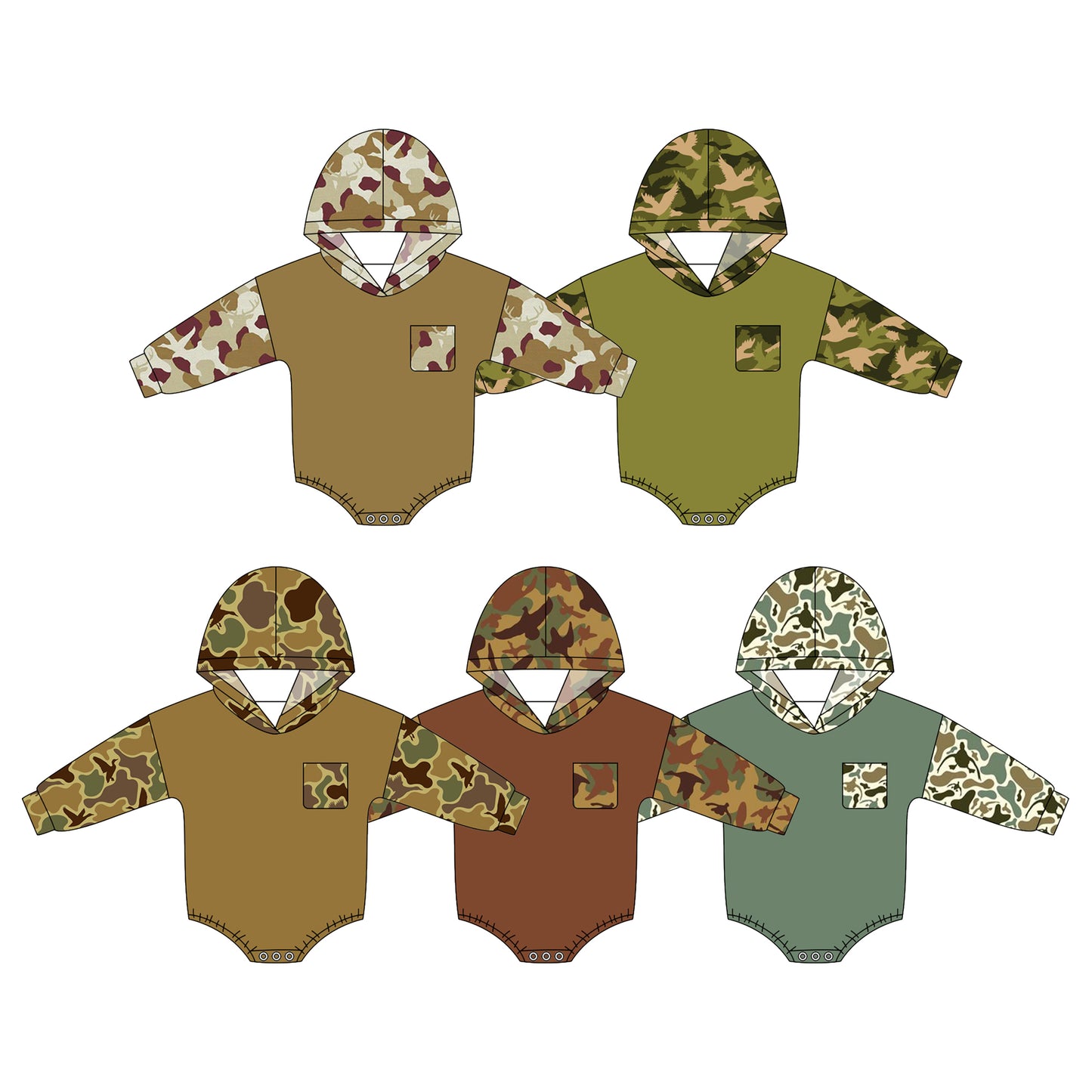 (Preorder new) No moq milk silk Baby Boys Camo Deer Daily Hunting Wear Rompers