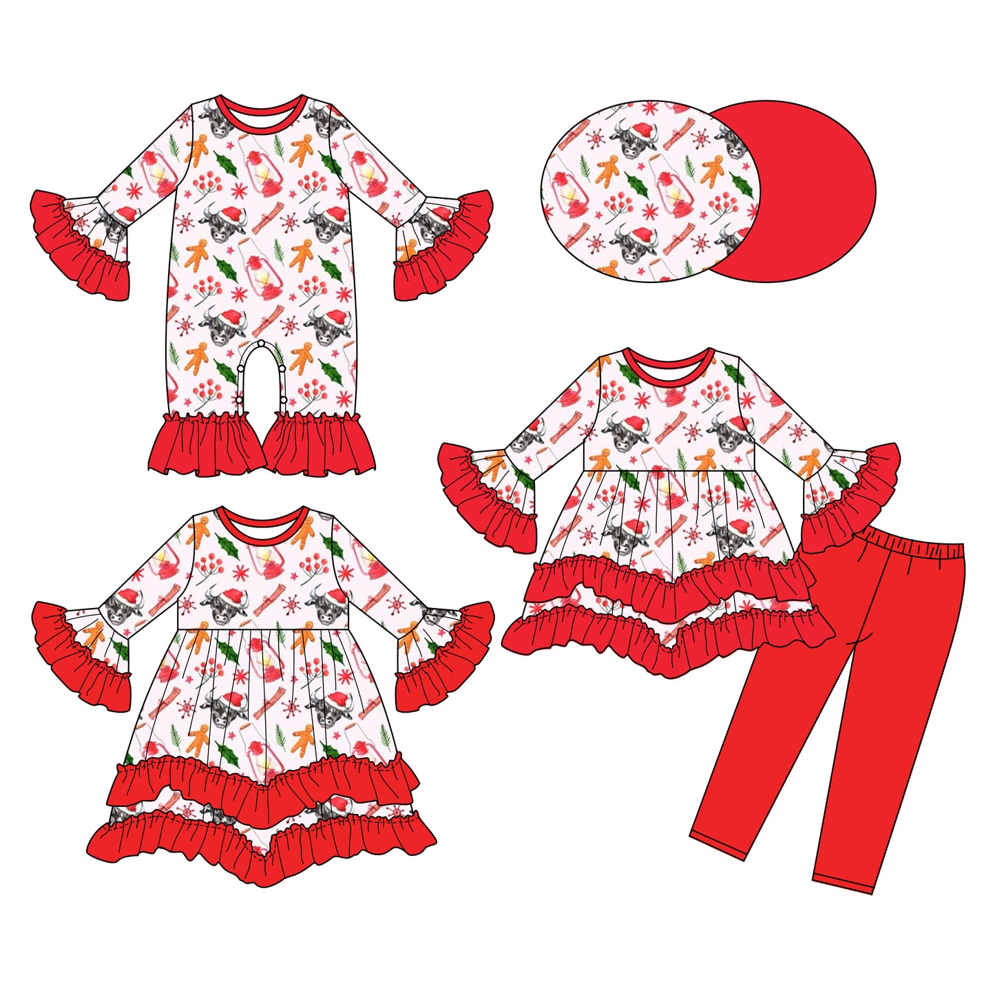 25.6.10 custom each style moq 5eta 4-6week Sibling Sisters Christmas red baby girl long sleeve pants sets and dress and rompers match family design