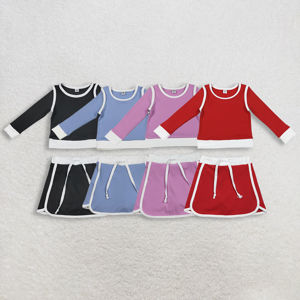RTS NO MOQ Sibling Baby Girls' Long Sleeve Top Skirt Shorts Set Active Yoga Clothes Outfit for Toddlers Girls