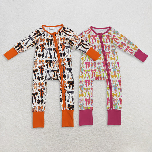 RTS NO MOQ Sibling Baby boy girl clothes Bow long Sleeve Romper Mixed Sizes