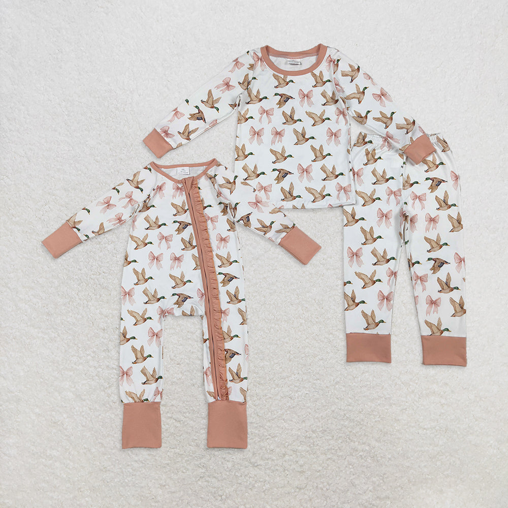 RTS Sibling baby girl clothes duck long Sleeve pants sets and rompers