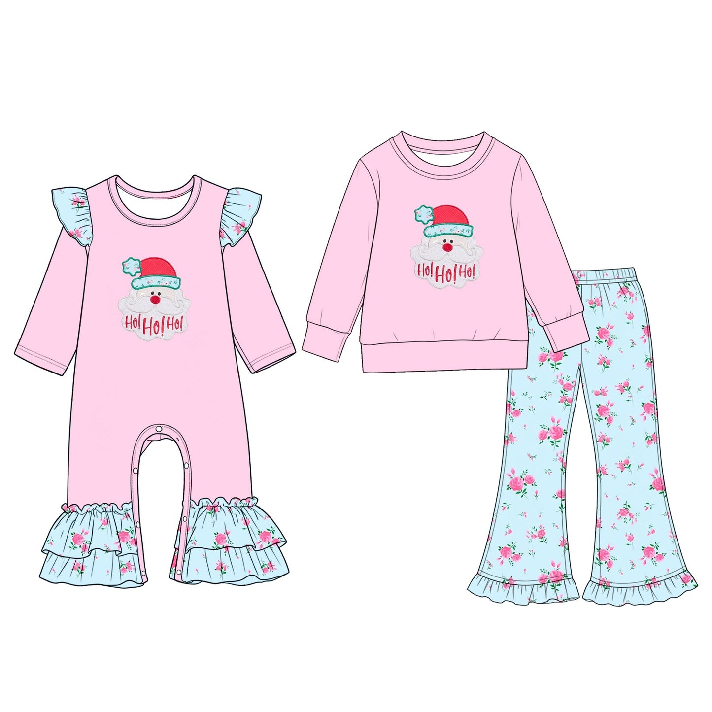 (Preorder new) No moq Baby Girls Christmas Long-Sleeved sweater pant Lace Pajama Bodysuit Set