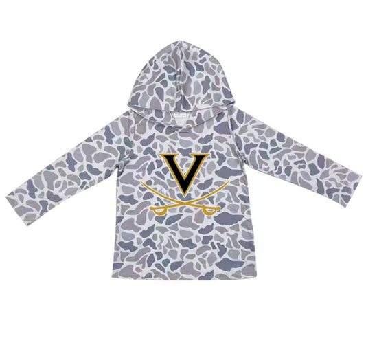 Custom moq 5 mix size milk silk summer team baby girls and boys clothes camouflage hooded long sleeve top-25.10.22