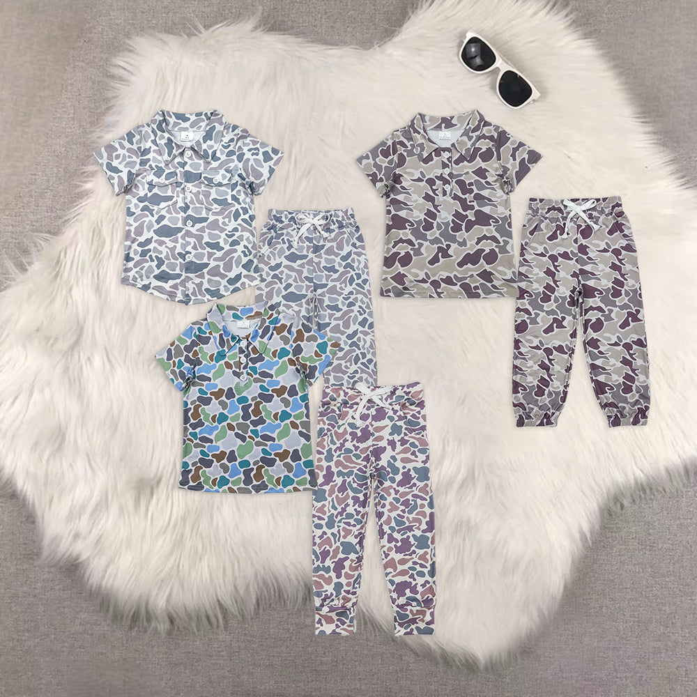 RTS NO MOQ baby boy clothes camouflage short sleeve pants Sets