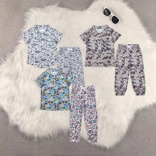 RTS NO MOQ baby boy clothes camouflage short sleeve pants Sets