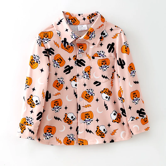 Custom moq 5 each style eta 6-7weeks baby girls summer halloween long sleeve top-25.7.16