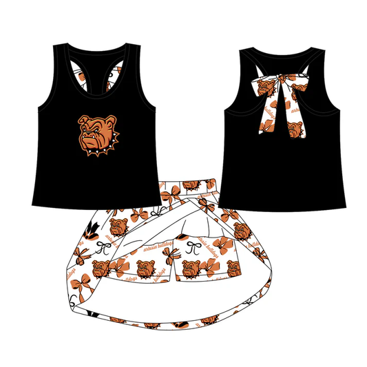 Custom moq 5 each style eta 6-7weeks baby girl clothes team black sleeveless skirts sets-25.7.23