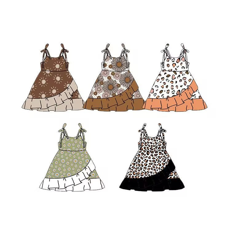 Custom moq 5 each style eta 6-7weeks baby girl clothes sleeveless dress 6-25.8.29