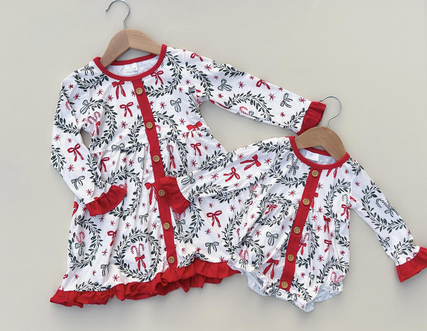 RTS Sibling baby girls clothes Christmas long Sleeve dress and rompers