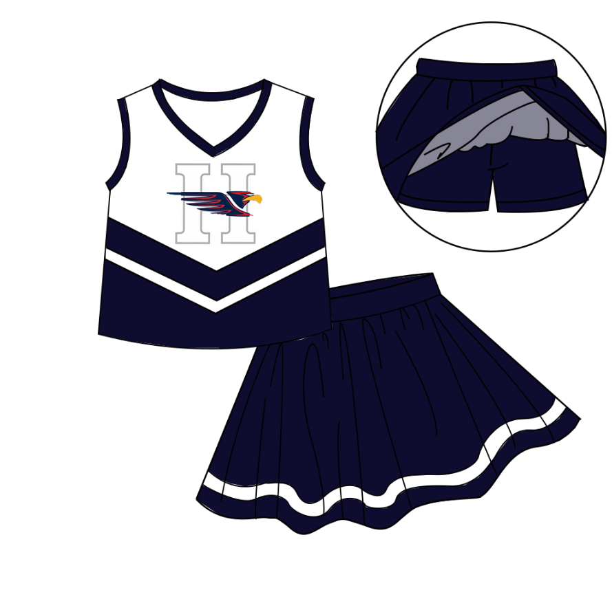 Custom moq 5 mix size milk silk eta 6-8weeks summer teams brick red baby girls clothes team sleeveless skirts shorts sets cheer sets Cute school series