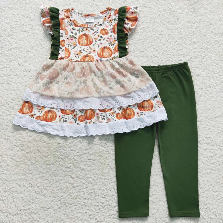 RTS NO MOQ Sibling baby girl clothes Halloween short sleeve pants Sets
