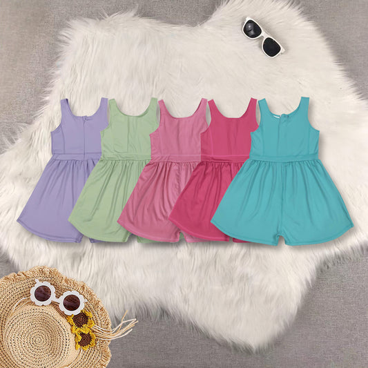 RTS NO MOQ Sibling baby girl clothes yoga suspender jumpsuits