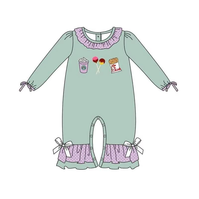 Custom moq 5 each style eta 6-7weeks baby girl clothes long sleeve pants sets 2 and romper 2-25.7.29