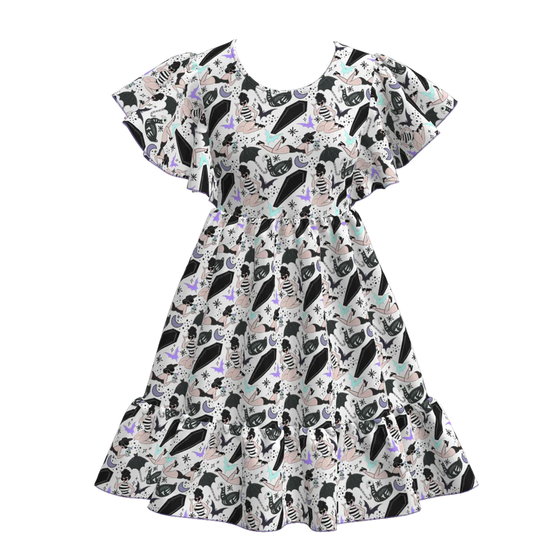 Custom moq 5 each style eta 6-7weeks halloween baby girl short sleeve dress and adult dress-25.7.16