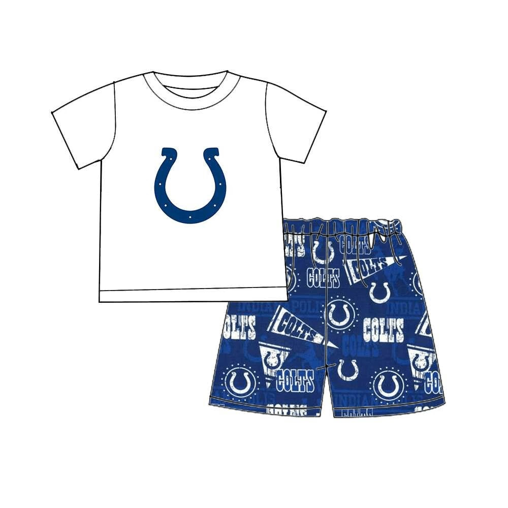 custom moq 3 eta 5-6 weeks Summer team boys navy blue top shorts suit
