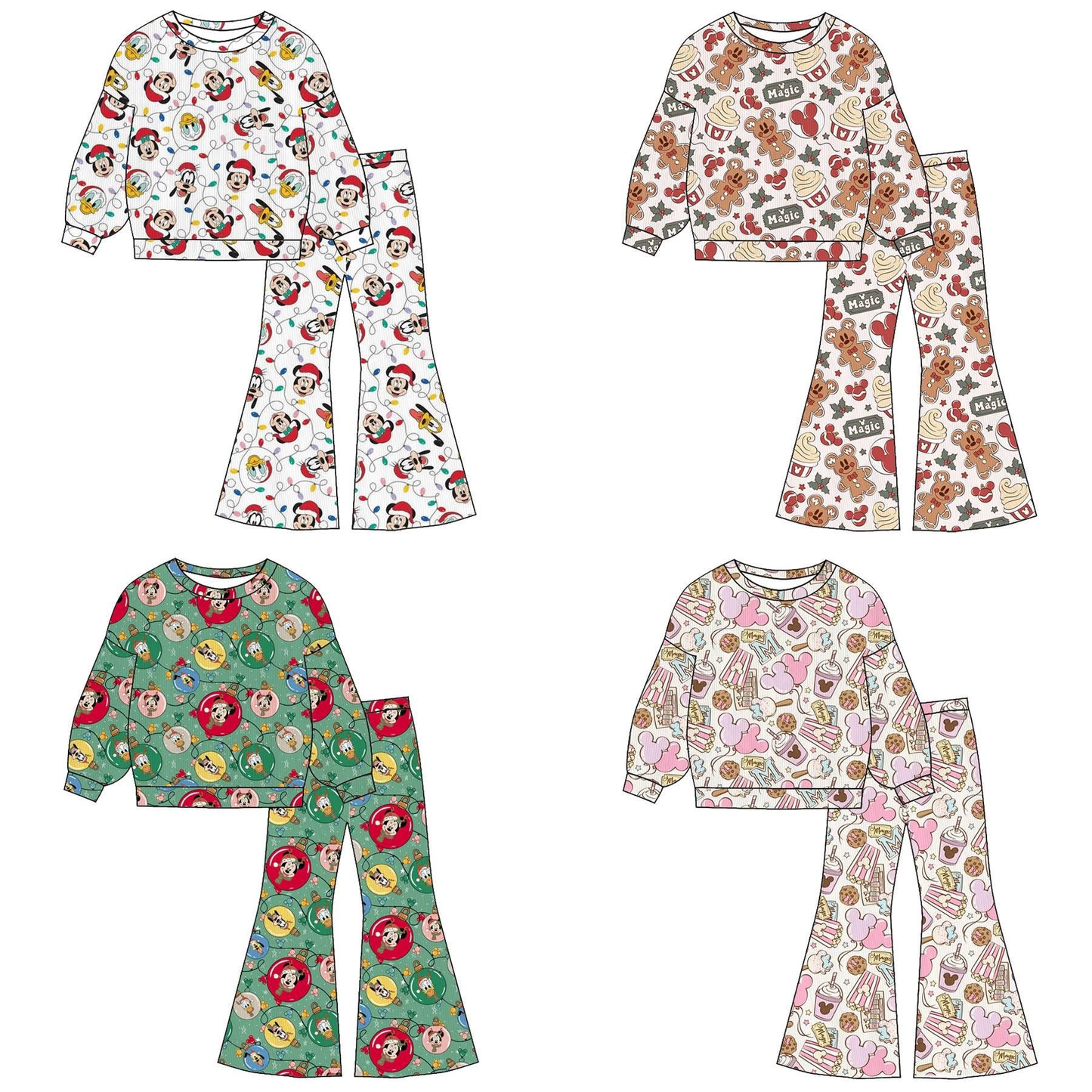 Custom moq 5 mix size milk silk summer baby girl clothes Christmas long sleeve pants sets 4-25.8.15