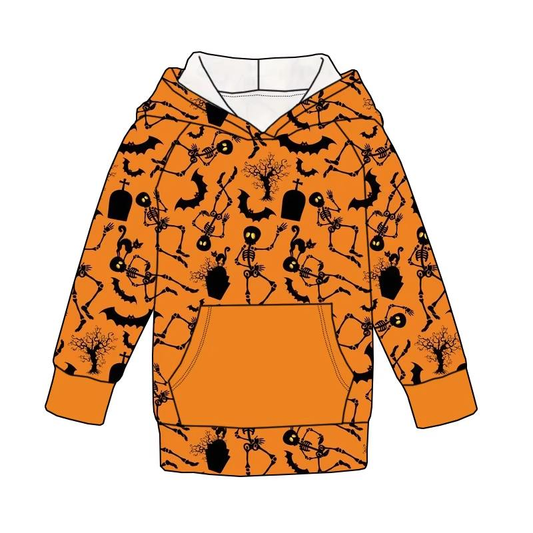 Custom moq 5 each style eta 6-7weeks baby girl clothes halloween orange hooded long sleeve top-25.8.1