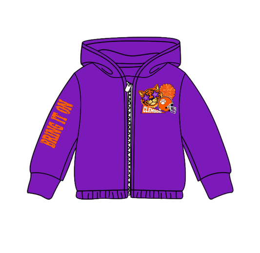 Custom moq 5 mix size milk silk baby girls clothes team purple hooded long sleeve top-25.8.2