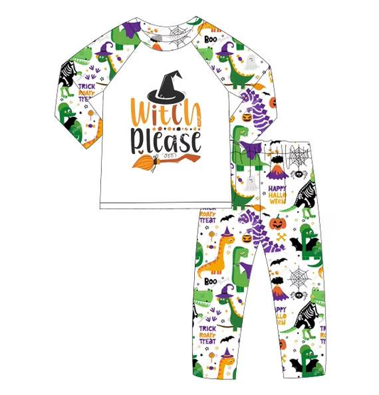 Custom moq 5 mix size milk silk summer teams baby girl clothes halloween Witch long sleeve pants sets-25.8.7