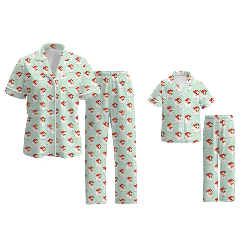 Custom moq 5 each style eta 6-7weeks Christmas baby girl short sleeve pant sets and adult set