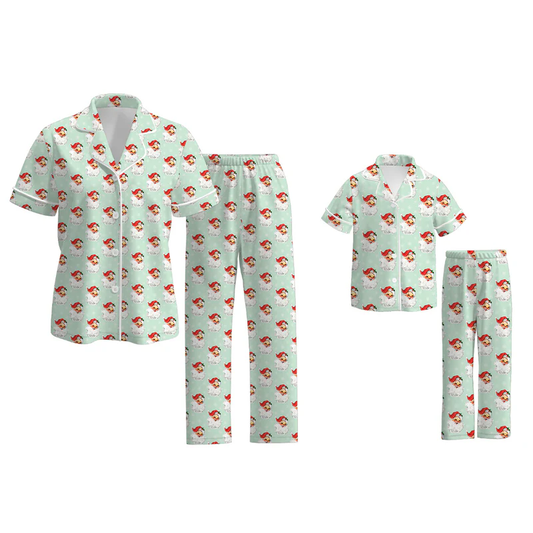 Custom moq 5 each style eta 6-7weeks Christmas baby girl short sleeve pant sets and adult set