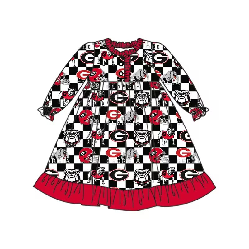 Cmoq 5 tat about 6-8 weeks baby girls clothes team G brick red long sleeve dress