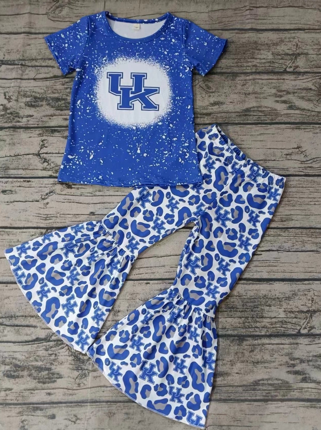 custom moq 5 eta 5weeks mix size team baby Girls clothes UK blue short sleeve pants Suit
