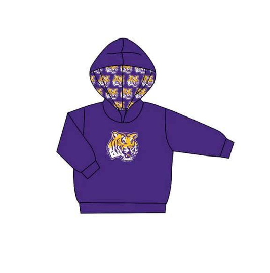 Custom moq 5 mix size milk silk baby girls clothes team purple hooded long sleeve top-25.8.1