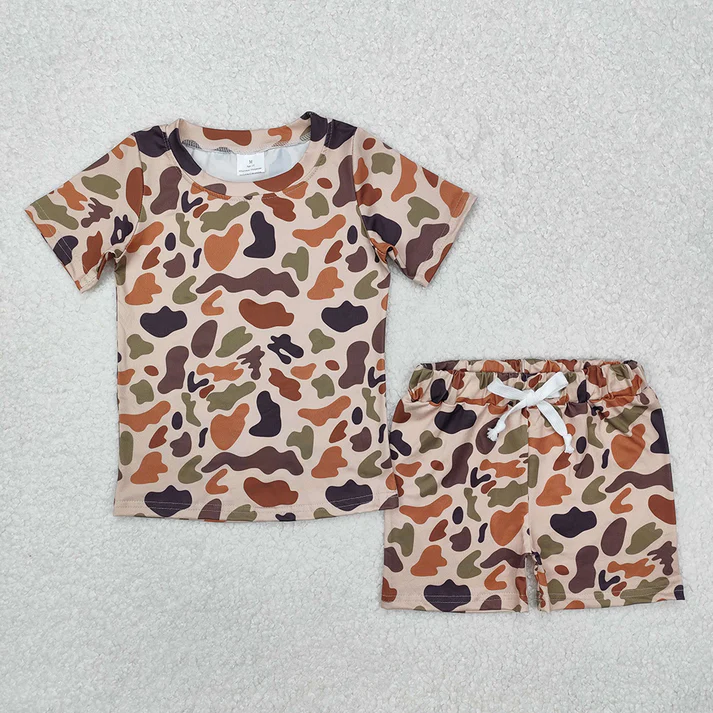 RTS NO MOQ Baby boy clothes camouflage short Sleeve shorts Suit