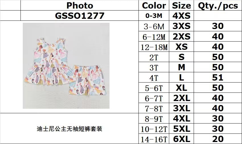 Cute Clothes GSSO1277Baby Girls  Sleeveless Tunic Shorts Clothes Sets