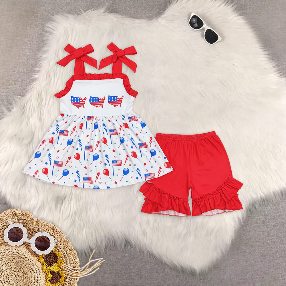 RTS NO MOQ Girls Boys 4th of july Clothes Sets and romper