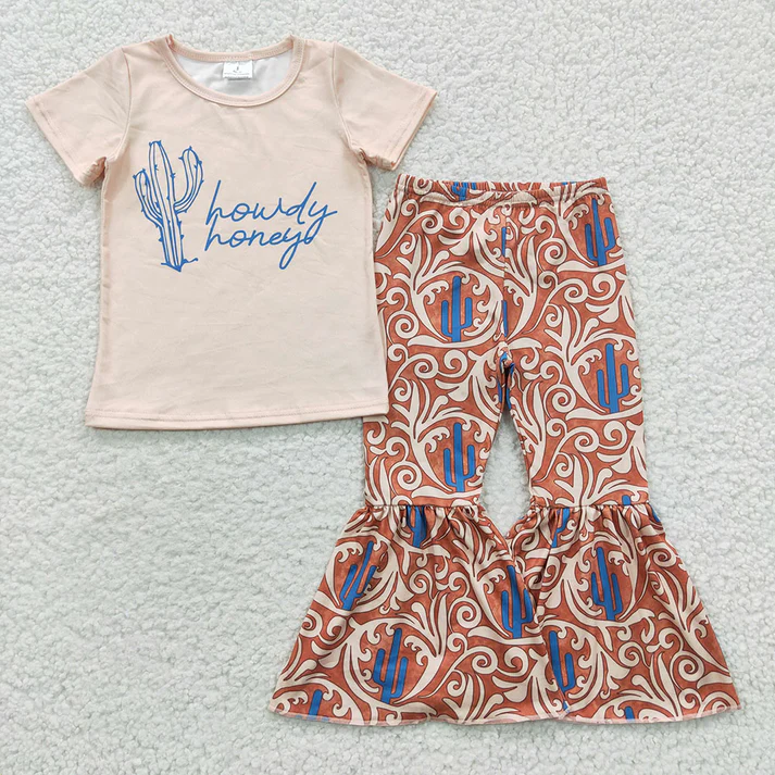 RTS NO MOQ Girls short sleeve pants Sets