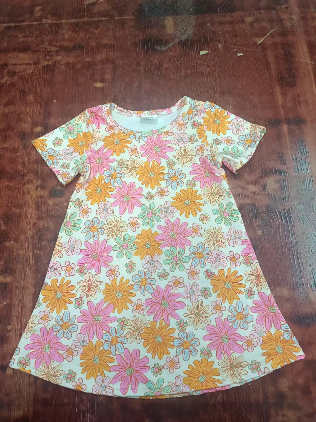 Custom moq 3 eta 6-7weeks baby girl clothes floral short sleeve dress