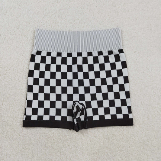RTS NO MOQ（In Stock) SS0644 Adult Women's Black and White Checkered Shorts