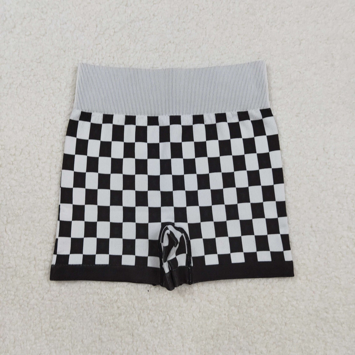 RTS NO MOQ Sibling Adult Women's Black and White Checkered Tank Top and shorts and set