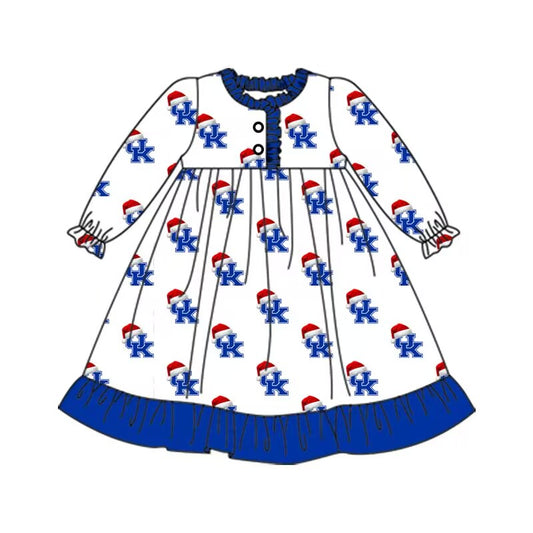 Cmoq 5 tat about 6-8 weeks baby girls clothes team Christmas UK blue long sleeve dress