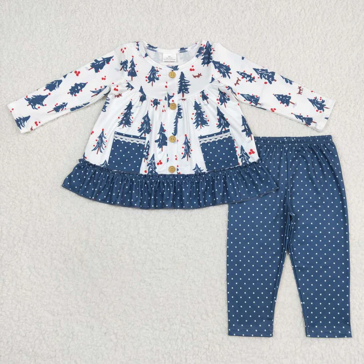RTS NO MOQ Sibling baby girl clothes Christmas bow long sleeve pants Sets