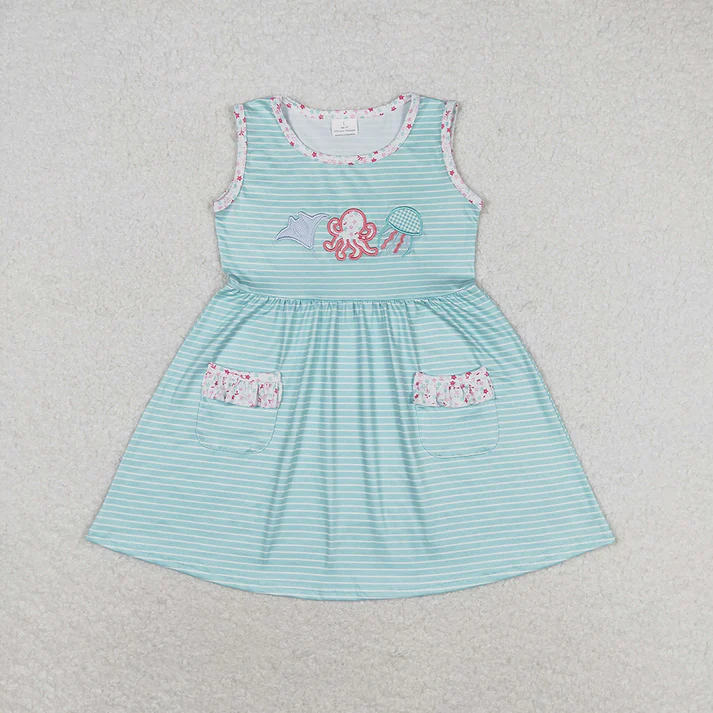RTS baby girls clothes embroidery short Sleeve dress