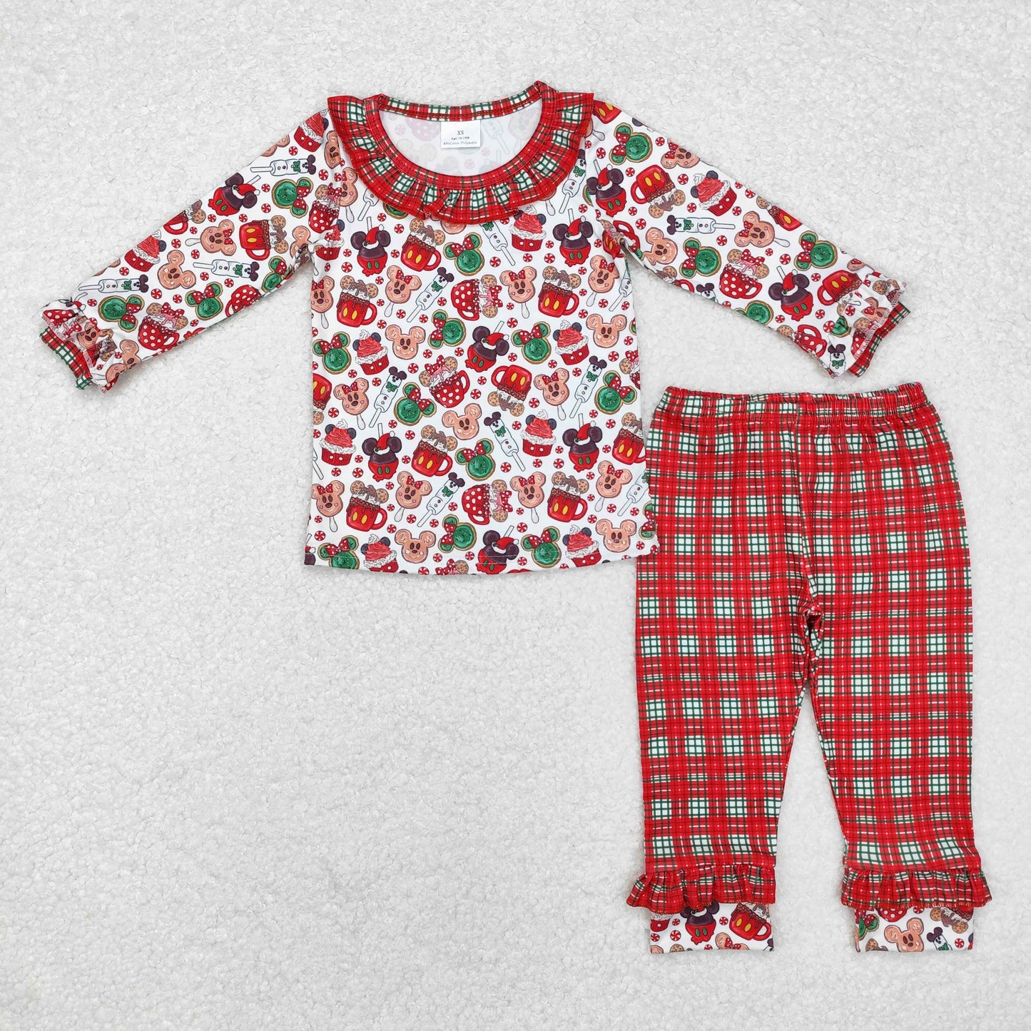 Cute Clothes GLP1550 Long sleeves top plaid pants girls Christmas pajamas