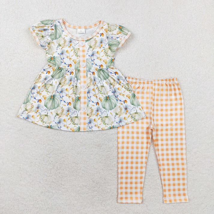 RTS NO MOQ Sibling baby girl clothes Halloween short sleeve and long sleeve pants Sets