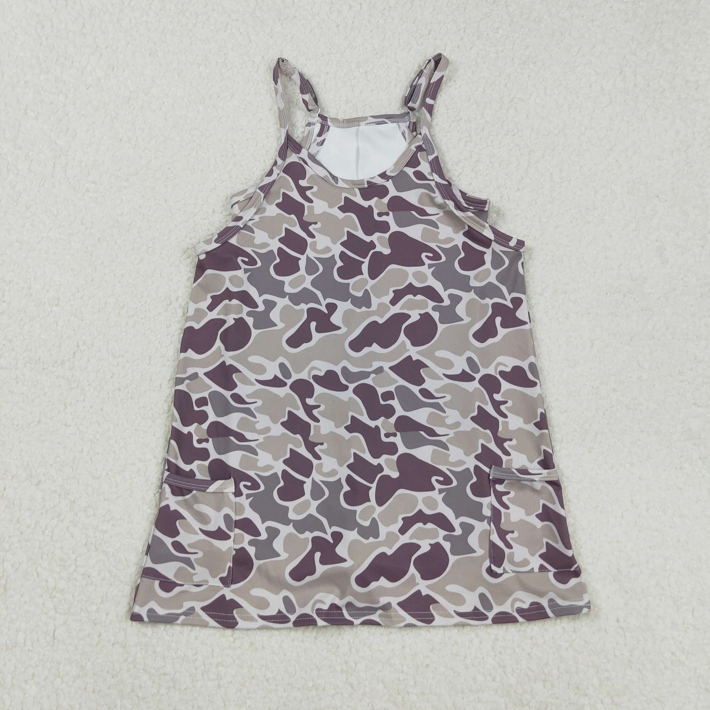 RTS NO MOQ（In Stock) GSD2719 Camo Pocket Yoga Slip Dress