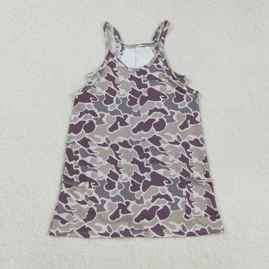 RTS NO MOQ（In Stock) GSD2719 Camo Pocket Yoga Slip Dress