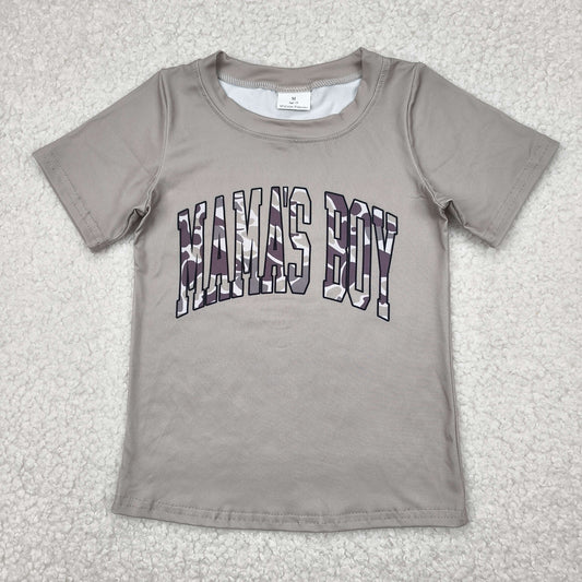 RTS NO MOQ（In Stock ) mama's boy lettered gray-green short-sleeved top