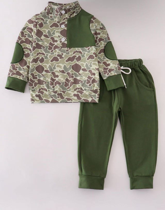 Custom moq 5 each style eta 6-7weeks baby boy clothes camouflage long sleeve pants sets-25.7.25